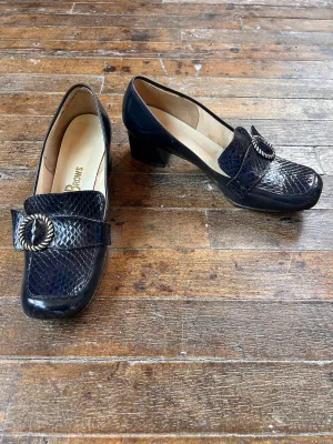 1960s Mod Navy Blue Heels - 8
