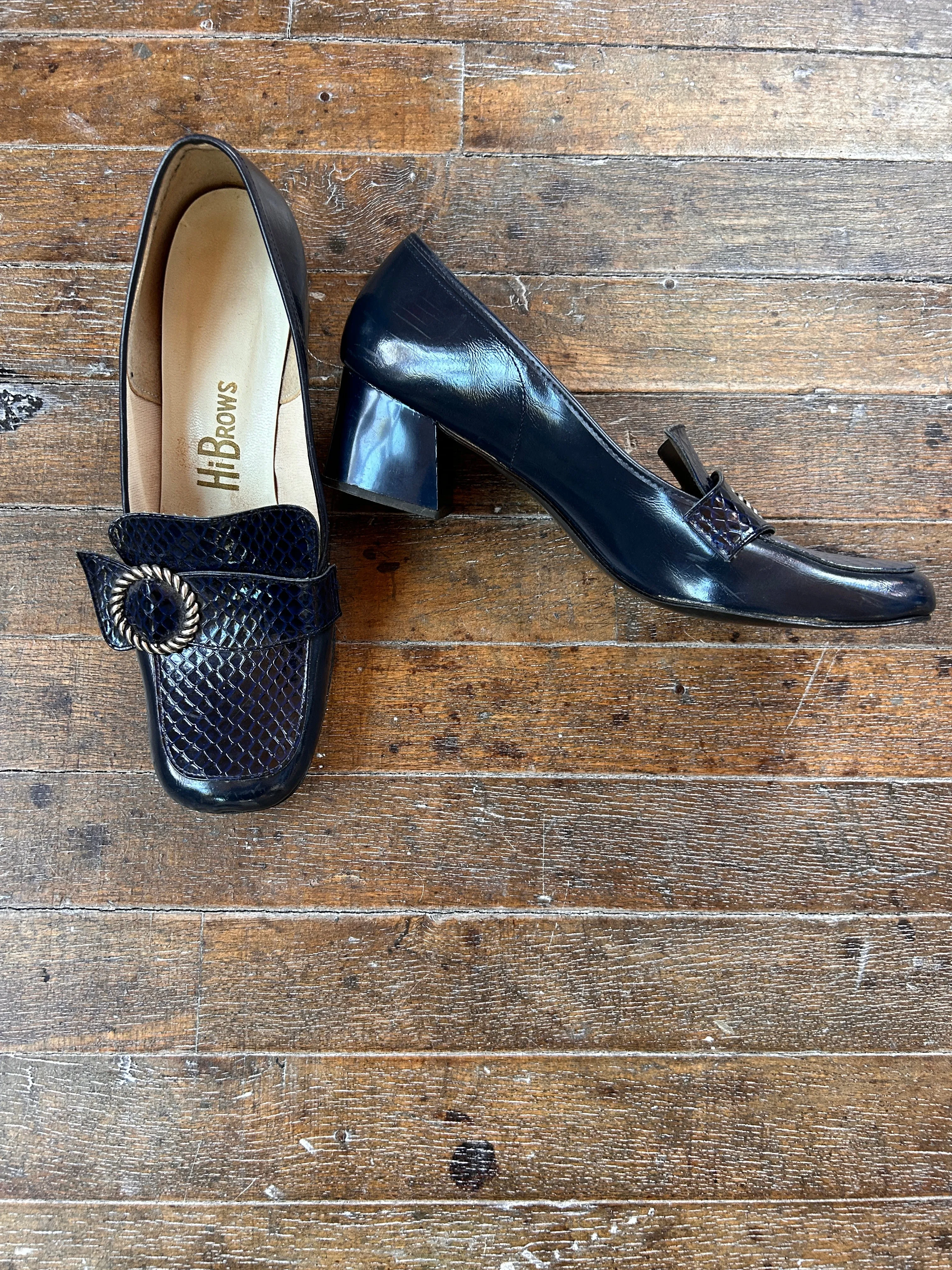 1960s Mod Navy Blue Heels - 8