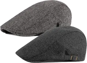 2 Pack Men's Cotton Flat Cap Ivy Gatsby Newsboy Hat