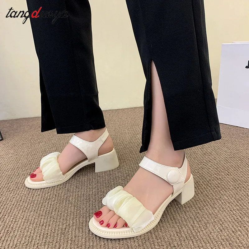 Amozae- Sandals Summer Open Toe Women's Sandals Women Fashion Thick Heel Ladies Outdoor Ankle Buckle Singbacks Sandal Mujer 2024