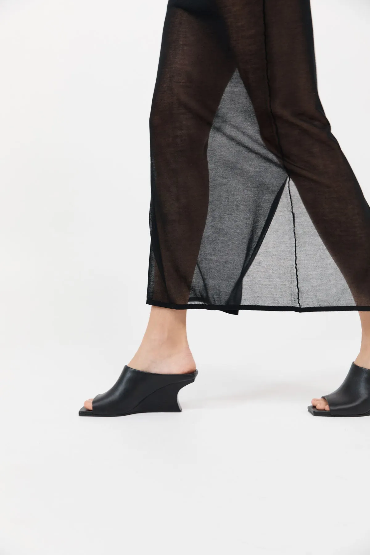 Architectural Wedge Mules - Black