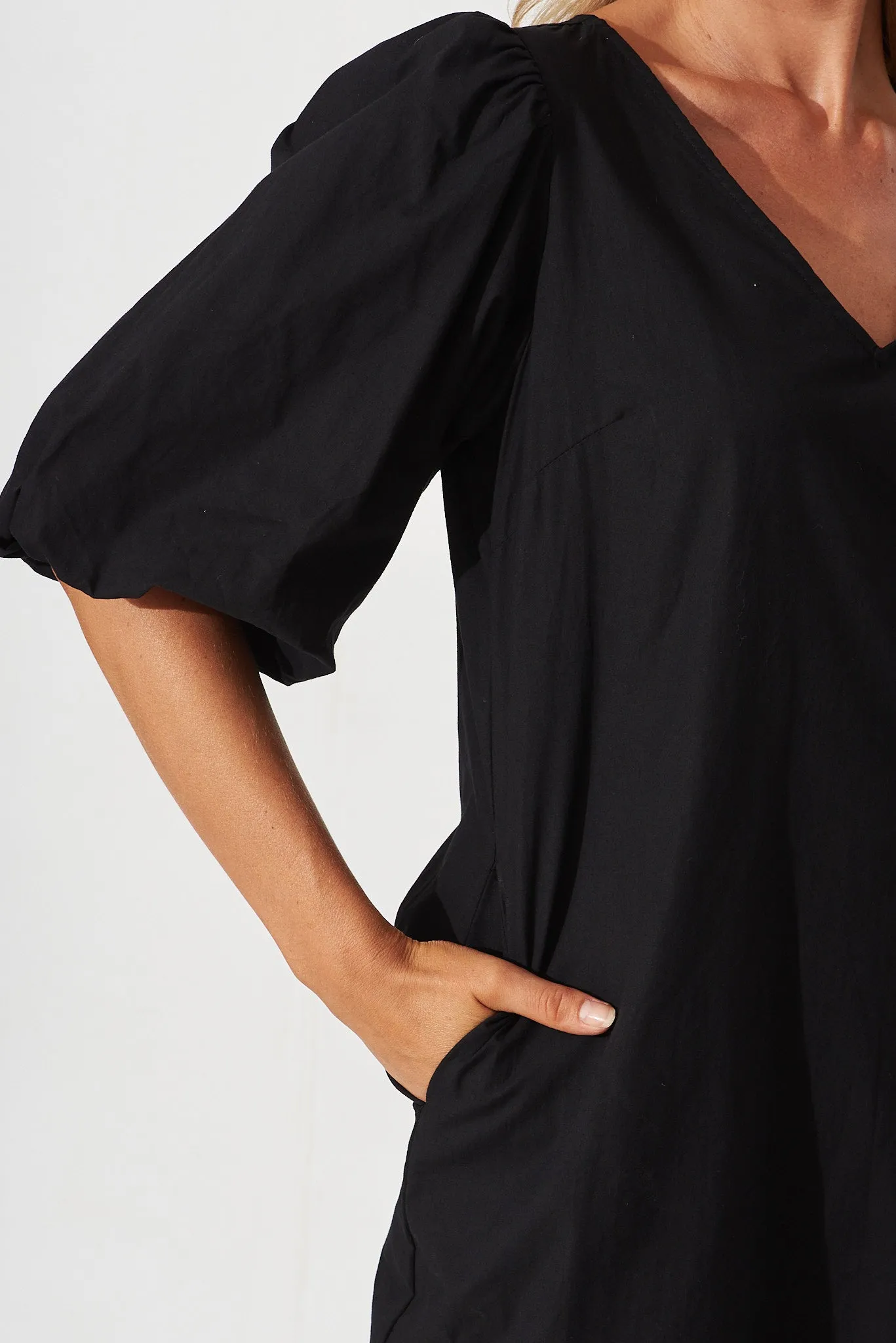 Ashlynn Dress In Black Cotton