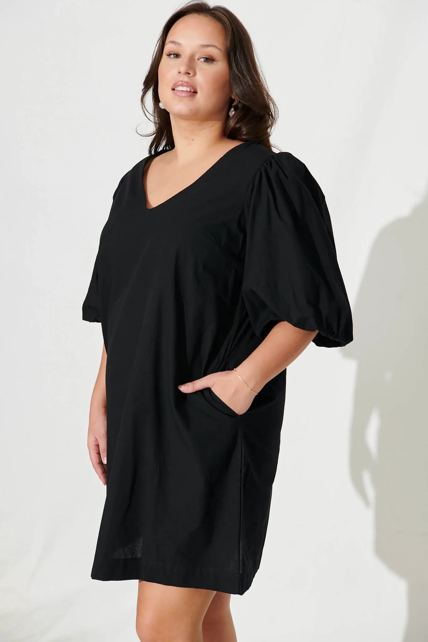 Ashlynn Dress In Black Cotton