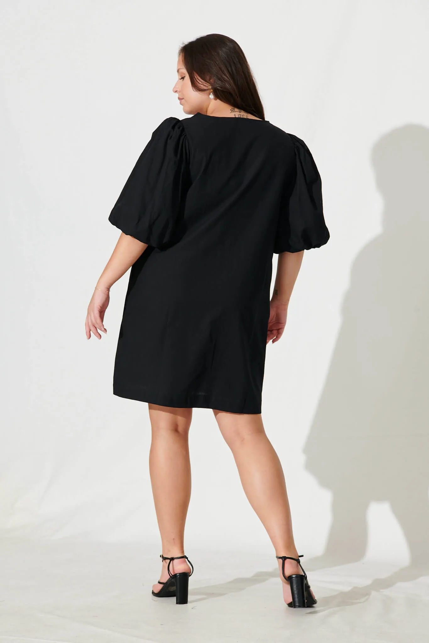 Ashlynn Dress In Black Cotton