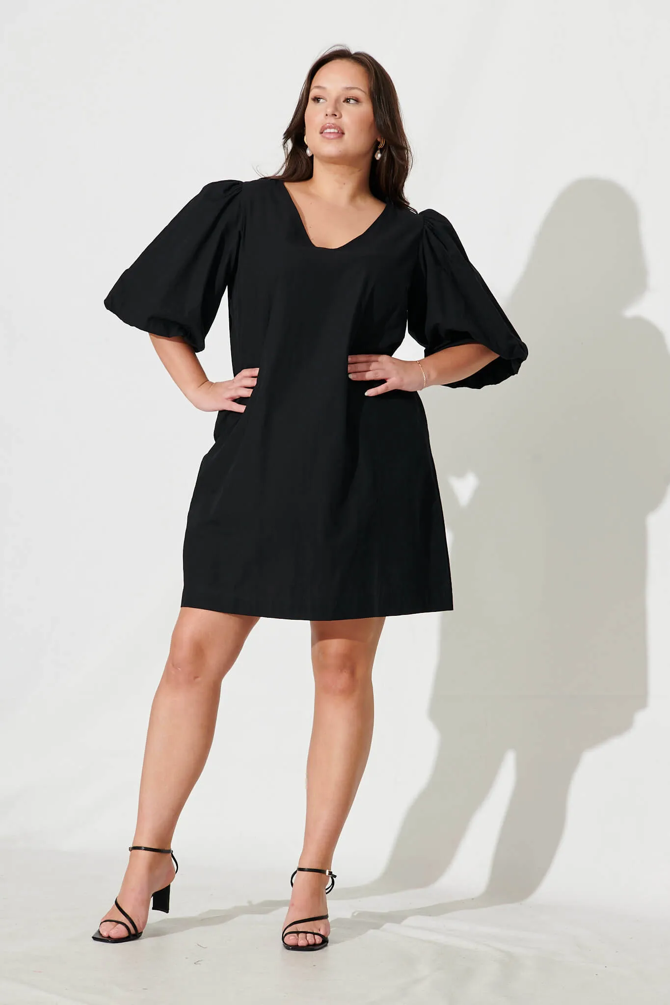 Ashlynn Dress In Black Cotton