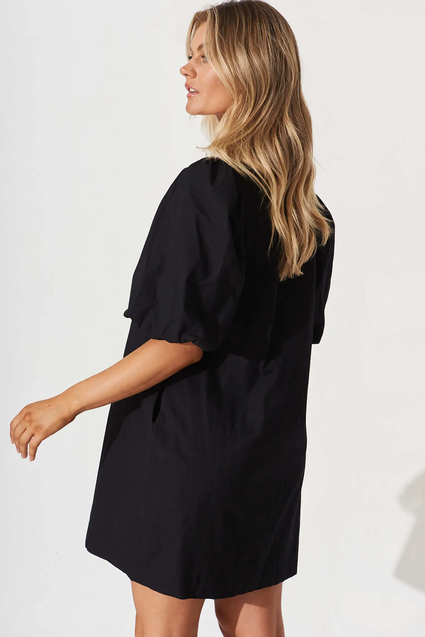 Ashlynn Dress In Black Cotton