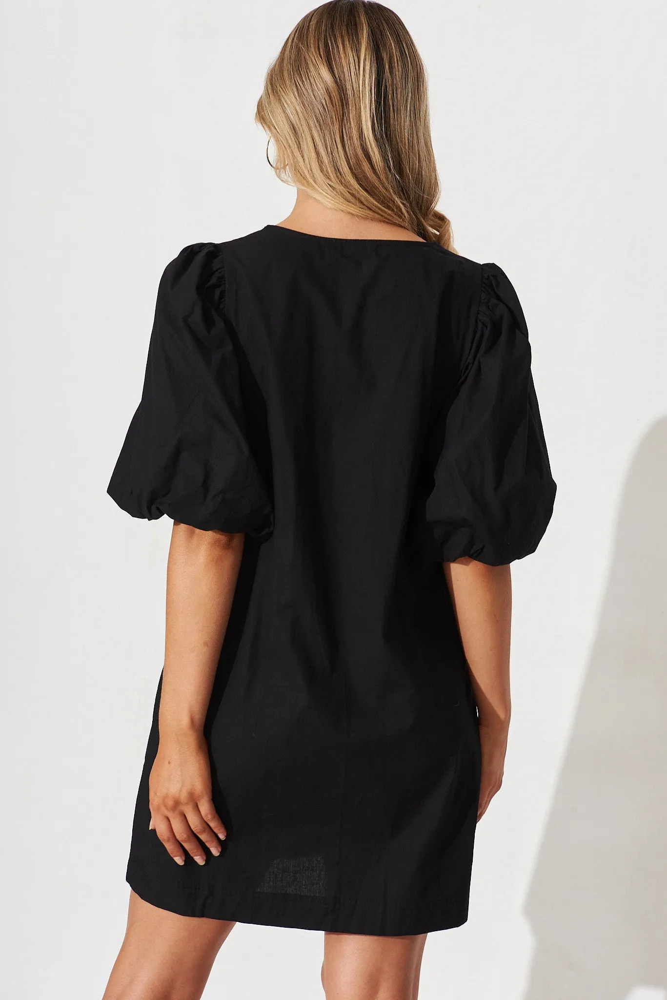 Ashlynn Dress In Black Cotton