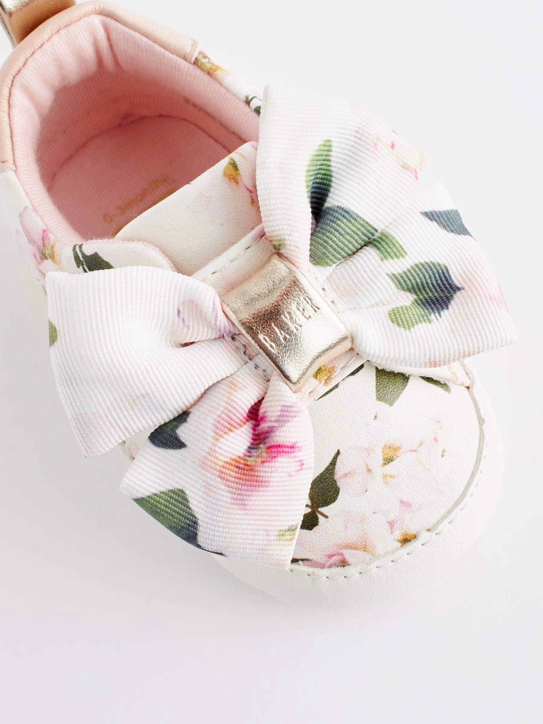Baker by Ted Baker Baby Girls Floral Organza Bow White Trainer Padders