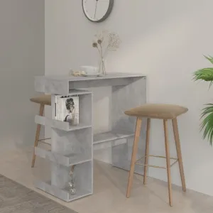 Bar Table with Storage Rack Concrete Grey 100x50x101.5cm Chipboard