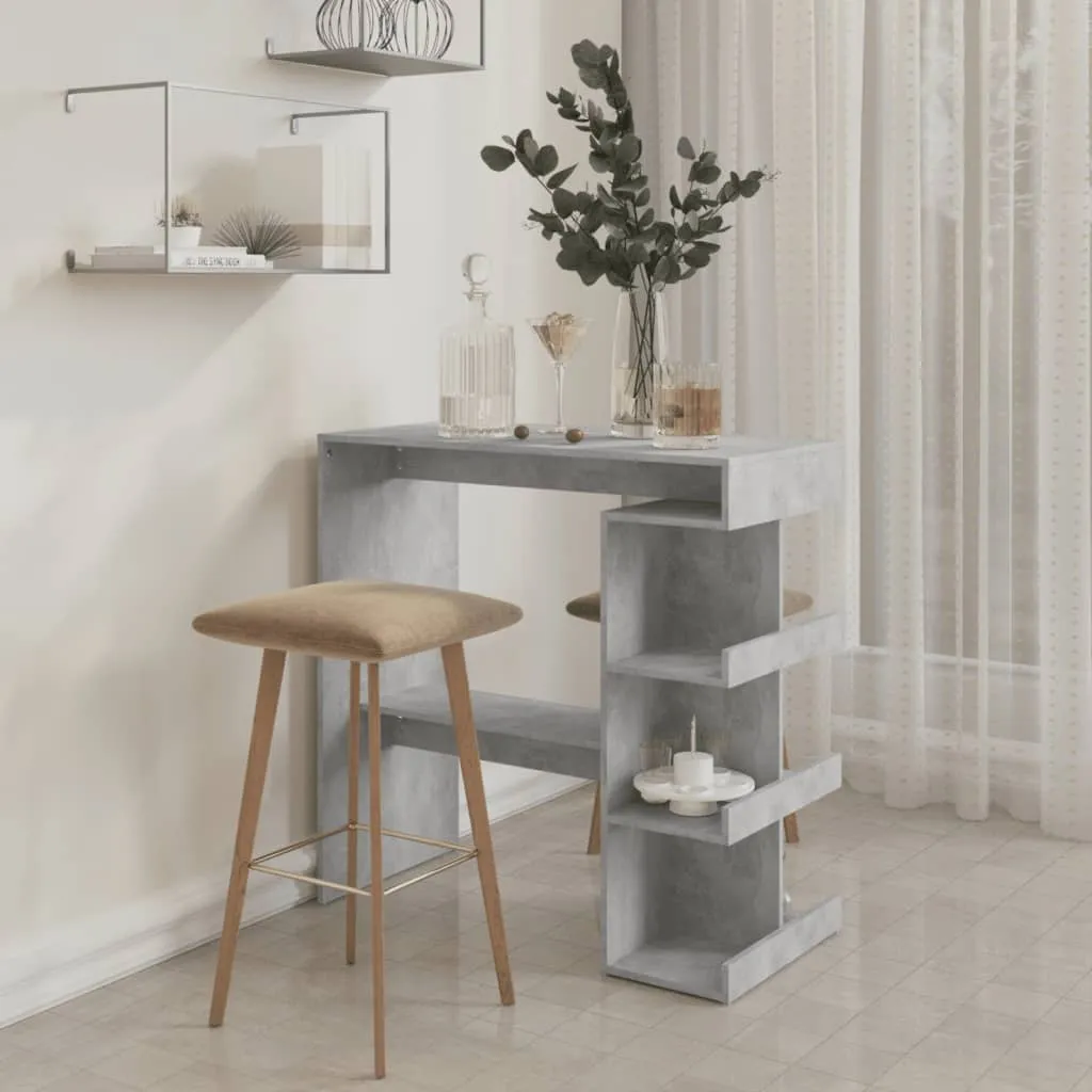 Bar Table with Storage Rack Concrete Grey 100x50x101.5cm Chipboard