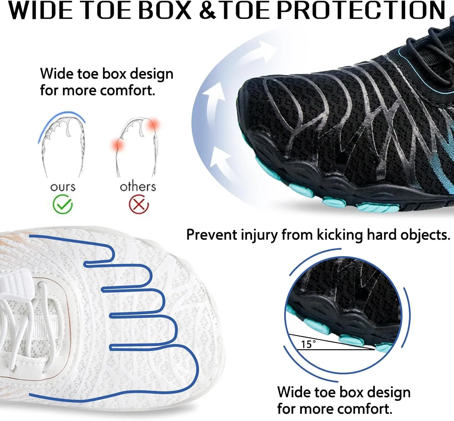 Barefoot Shoes Women Men Hike Comfortable Grounded Lightweight Footwear Non-Slip Sole Wide Toe Box