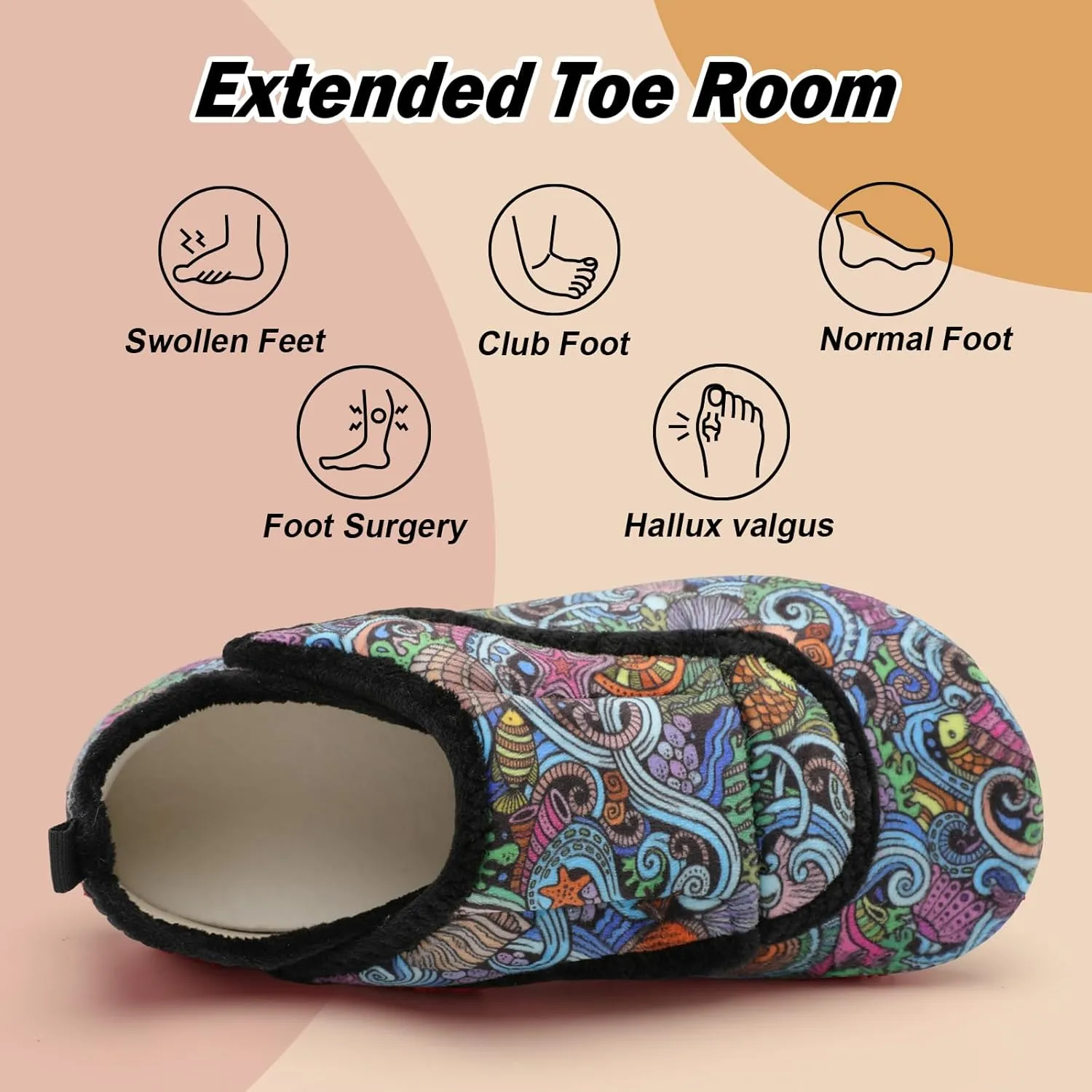 BARERUN Slippers for Women Men Wide House Diabetic Shoes for Women Men Warm Arthritis Edema Swollen Neuropathy Socks Slip on Adjustable Fuzzy Comfy Soft Womens Mens Bedroom Sliipers