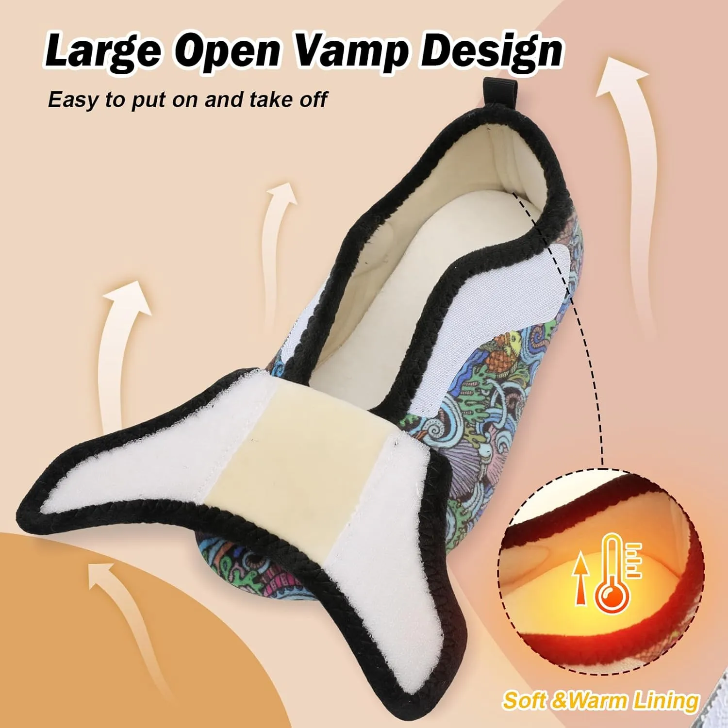 BARERUN Slippers for Women Men Wide House Diabetic Shoes for Women Men Warm Arthritis Edema Swollen Neuropathy Socks Slip on Adjustable Fuzzy Comfy Soft Womens Mens Bedroom Sliipers
