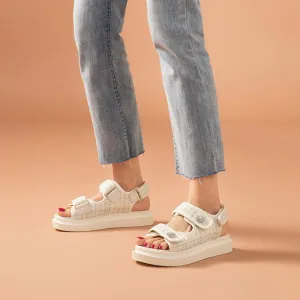 Basic Hook and Loop Embroidered Outdoor Sandals