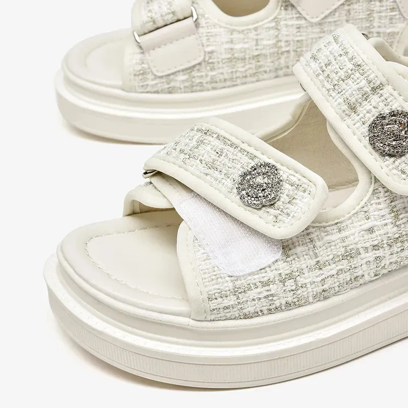 Basic Hook and Loop Embroidered Outdoor Sandals
