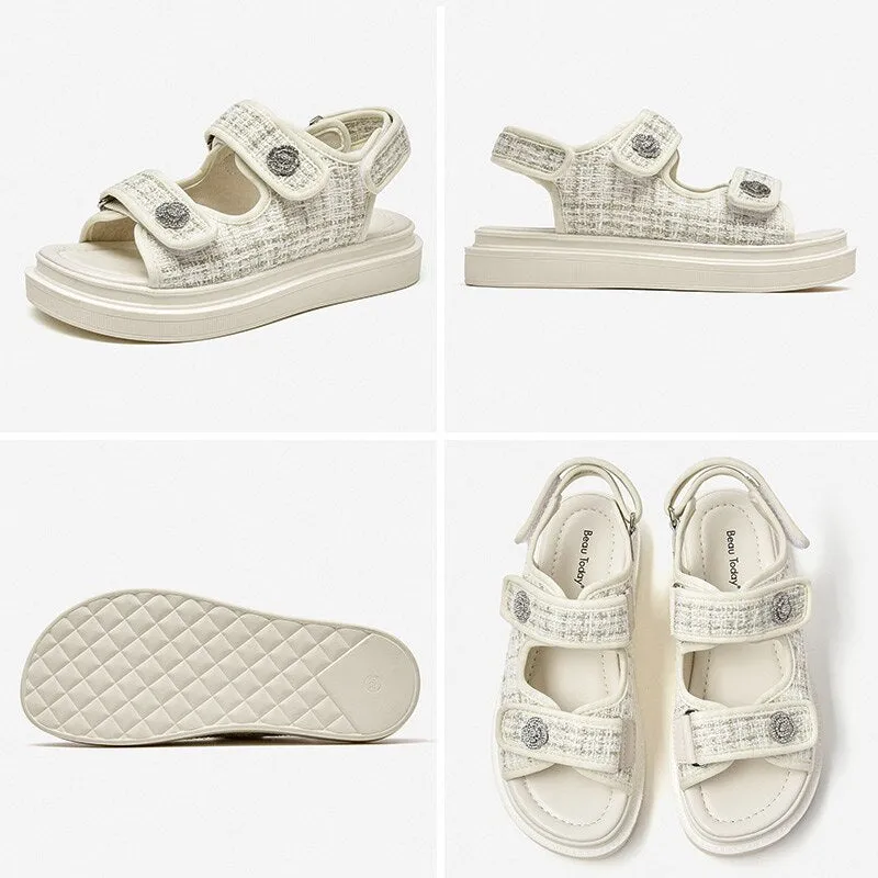 Basic Hook and Loop Embroidered Outdoor Sandals