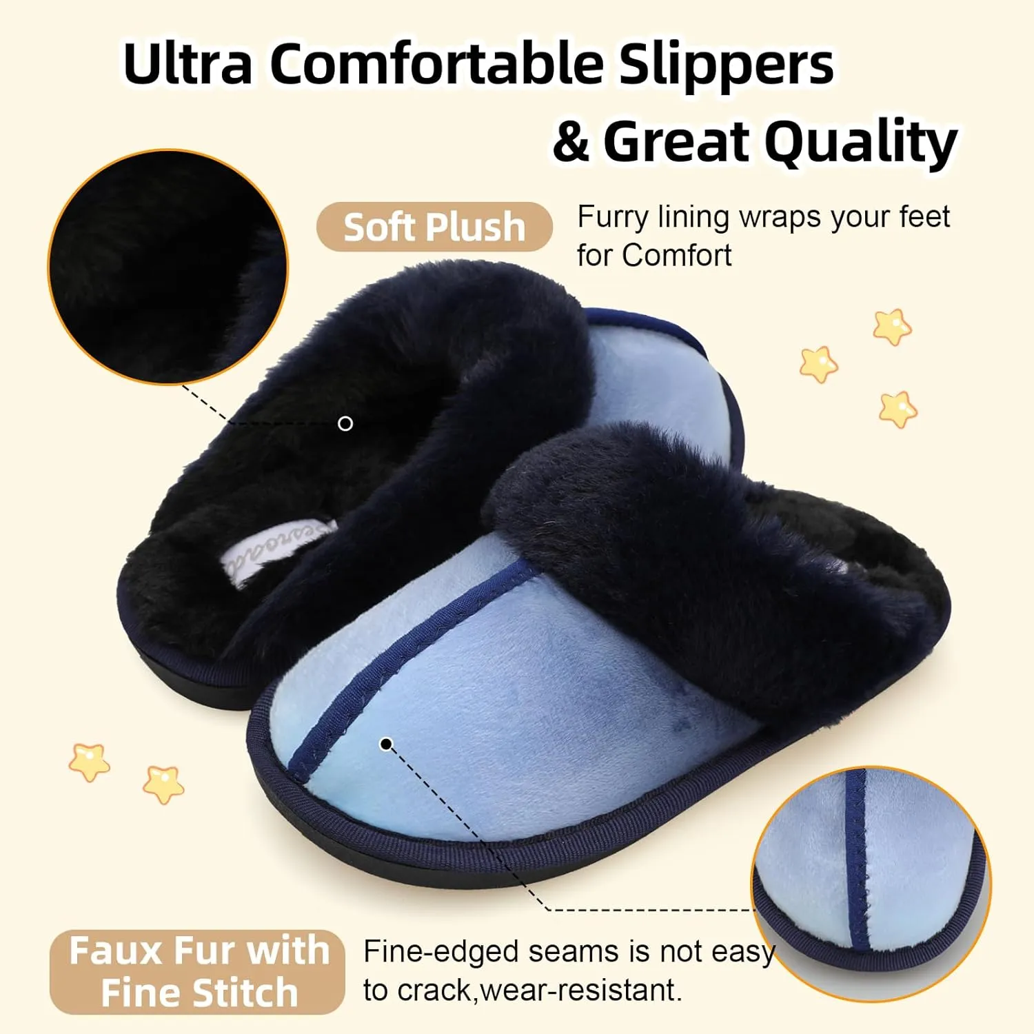Besroad Kids Slippers Girls Boys Fuzzy House Slippers Warm Memory Foam House Shoes Soft Plush Bedroom Slippers Slides Indoor Outdoor