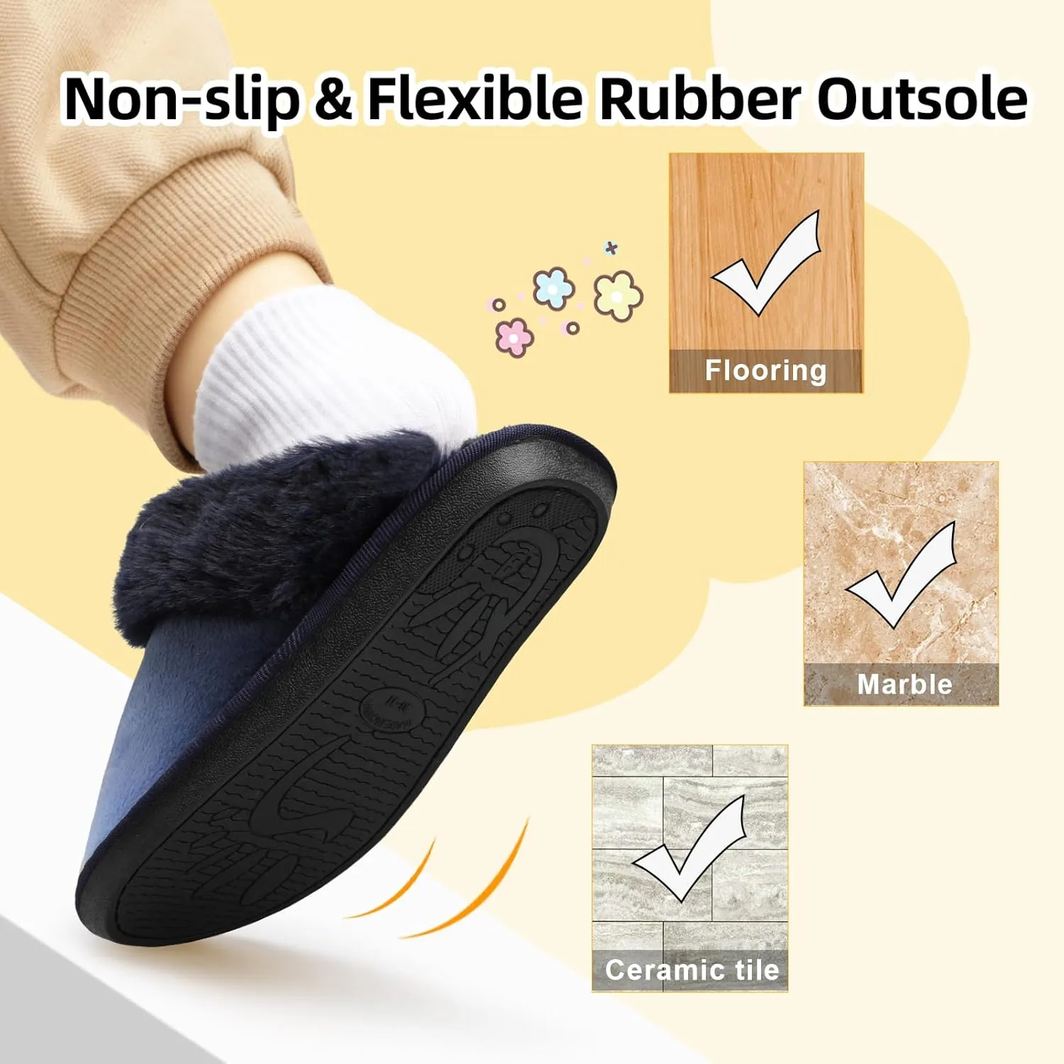 Besroad Kids Slippers Girls Boys Fuzzy House Slippers Warm Memory Foam House Shoes Soft Plush Bedroom Slippers Slides Indoor Outdoor