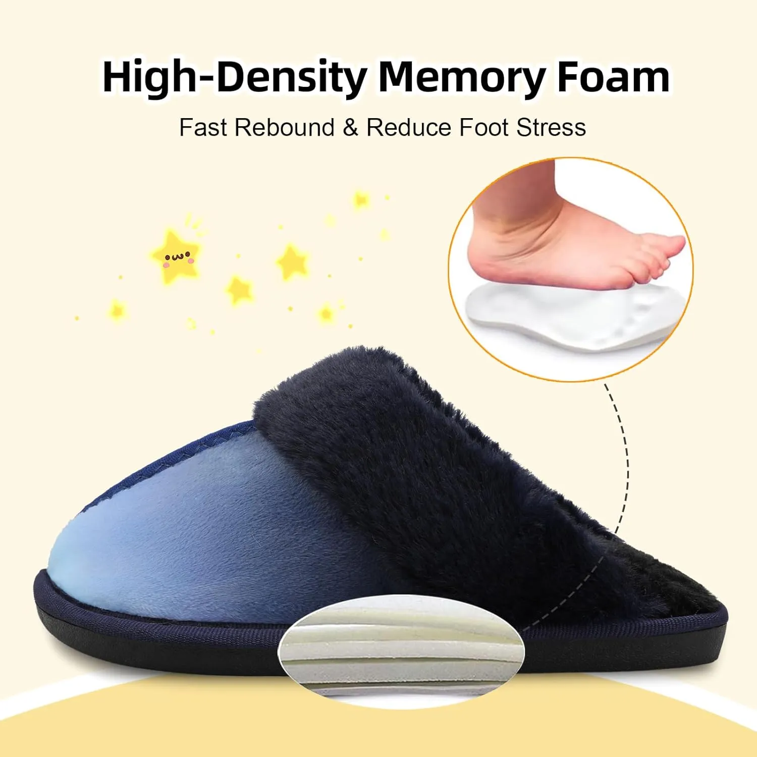 Besroad Kids Slippers Girls Boys Fuzzy House Slippers Warm Memory Foam House Shoes Soft Plush Bedroom Slippers Slides Indoor Outdoor