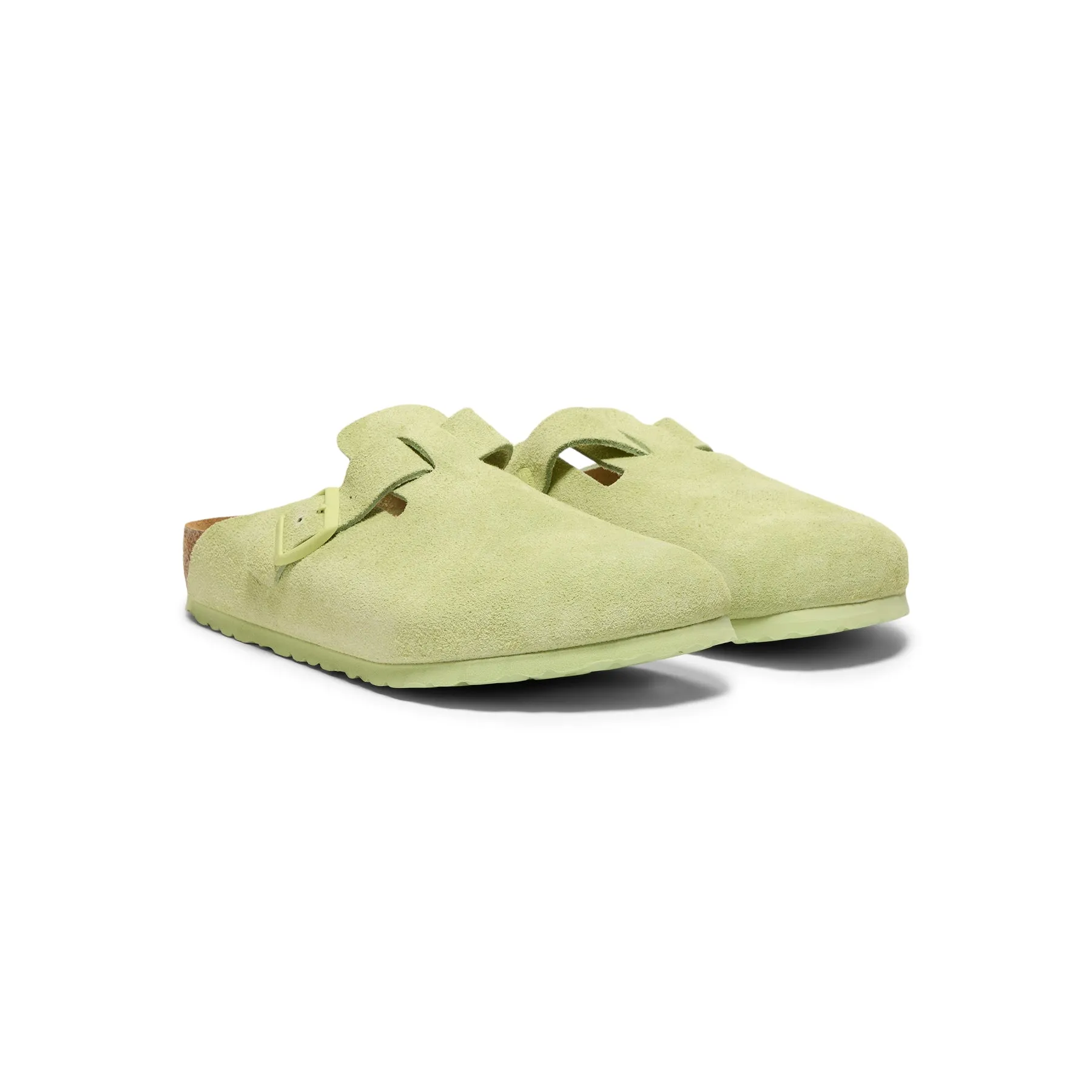 Birkenstock Boston Soft Footbed (Faded Lime Suede)