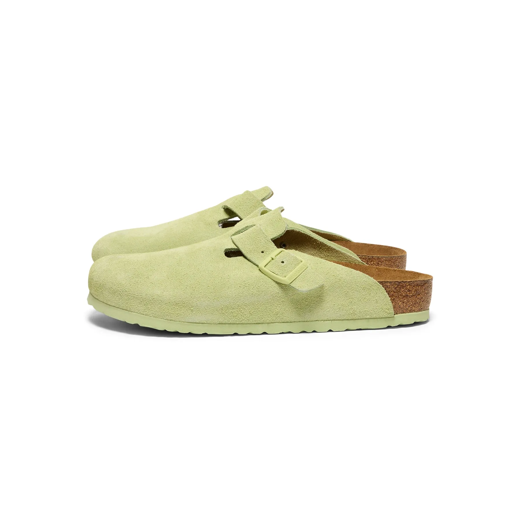 Birkenstock Boston Soft Footbed (Faded Lime Suede)