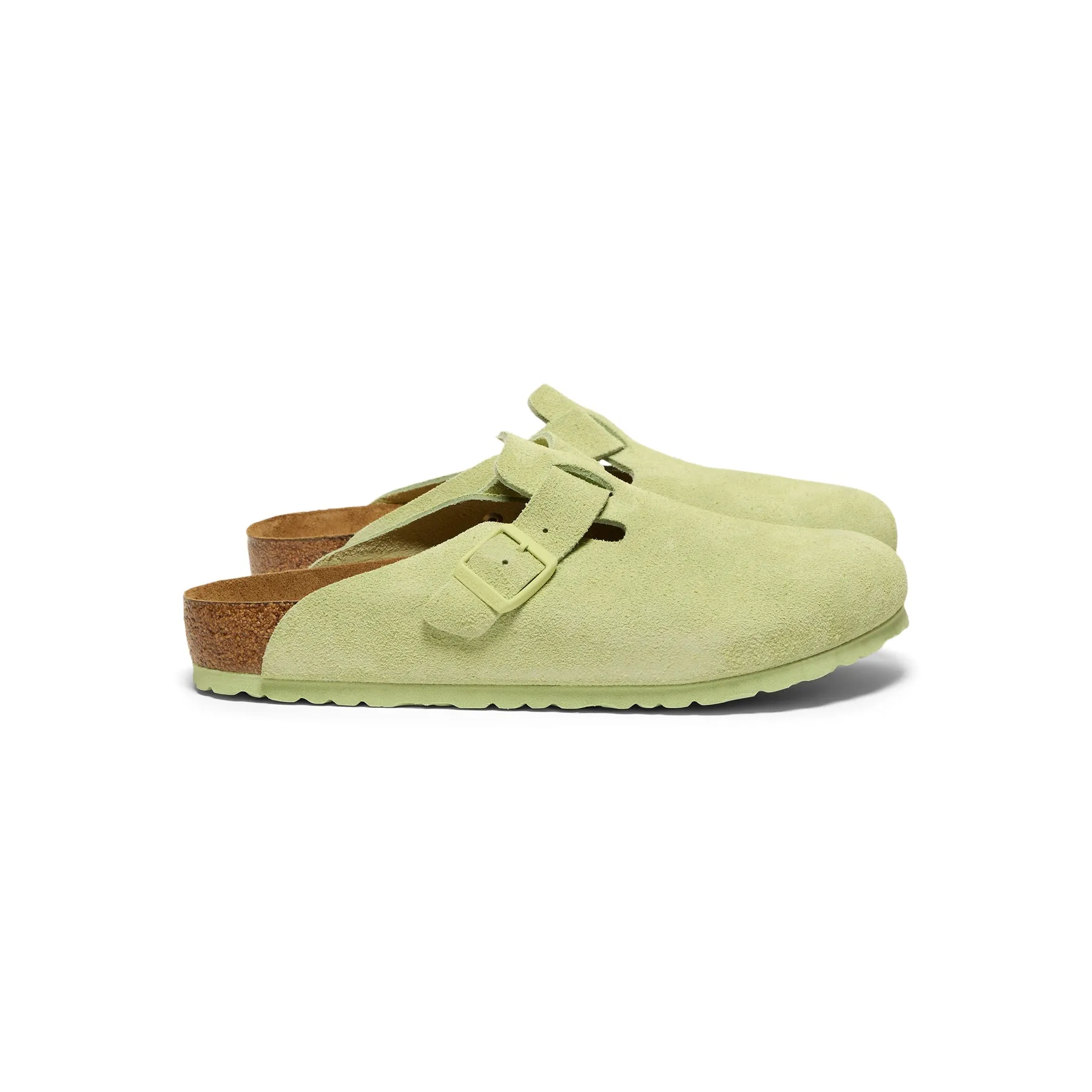 Birkenstock Boston Soft Footbed (Faded Lime Suede)