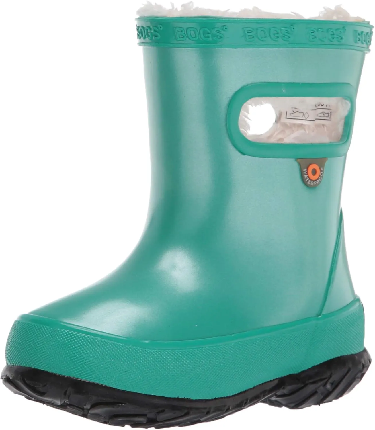 Bogs Skipper Rubber Waterproof Boys and Girls Rain Boot, Metalic Plush-Turquoise, 4 US Unisex Big Kid