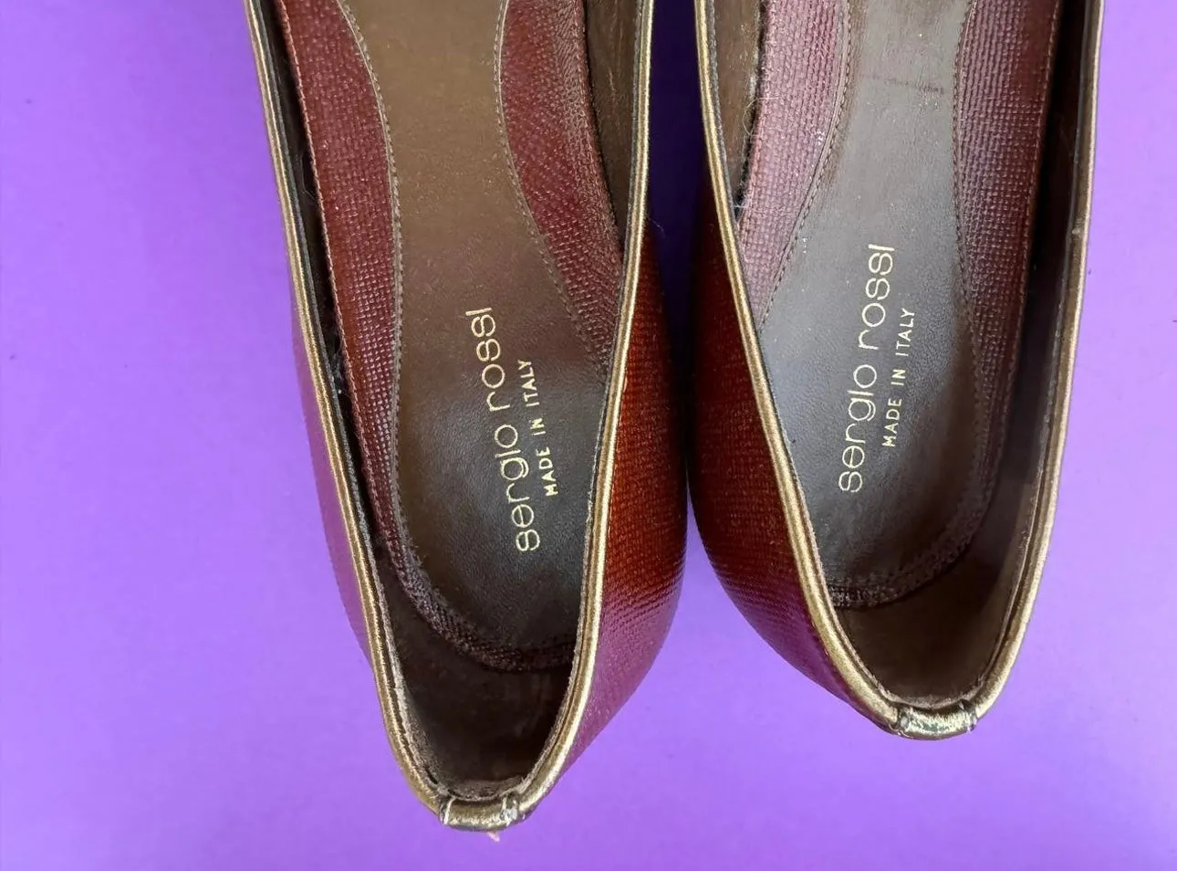 Brown Sergio Rossi leather shoes flats size 9 1/2 US, 41  eu. Italian shoes women pumps.