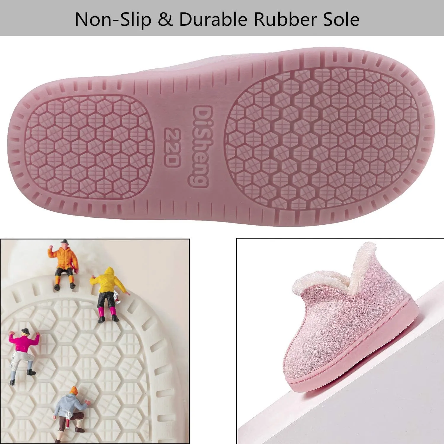 ChayChax Kids Indoor Outdoor Slippers Micro Suede House Shoes Boys Girls Winter Warm Fluffy Plush Slipper Boots with Anti-Slip Sole