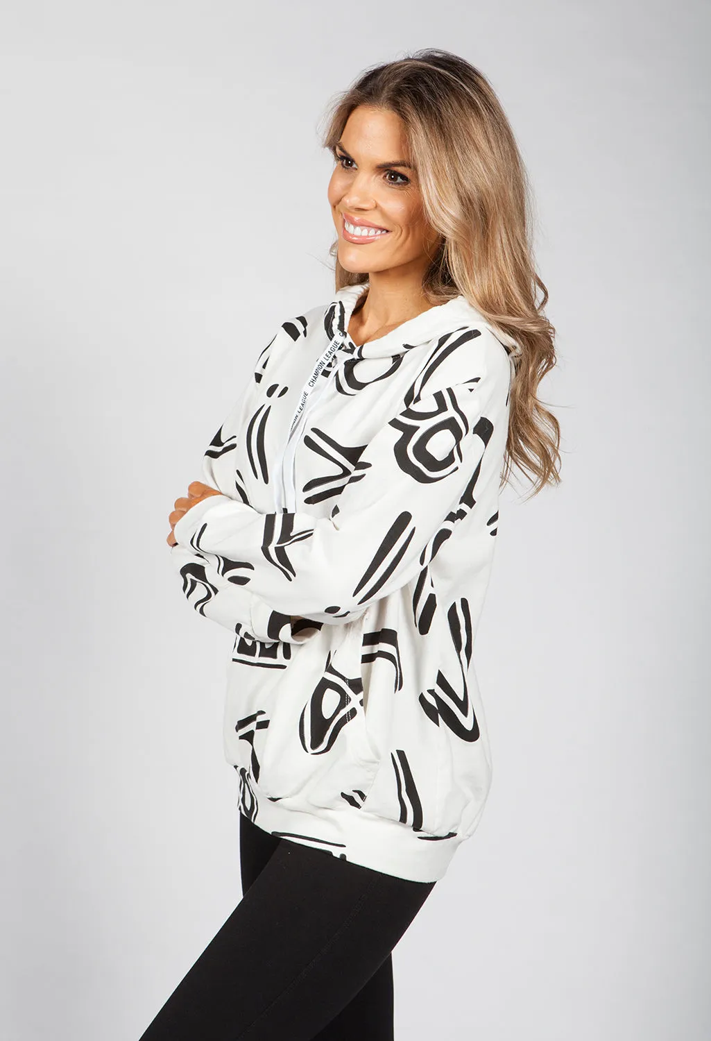 Cream Letter Print Hoodie