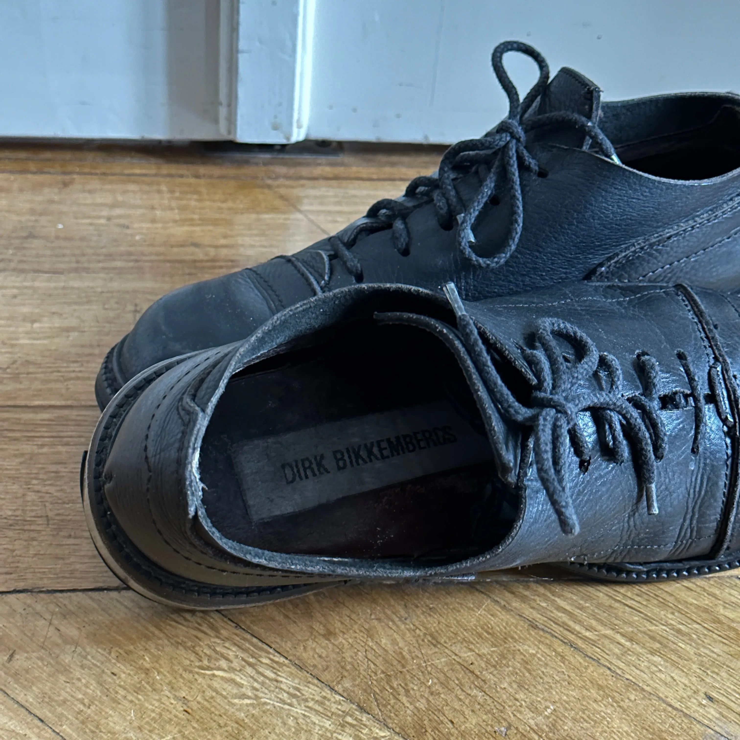 Dirk Bikkembergs 90s Black Leather Metal Heel Shoes