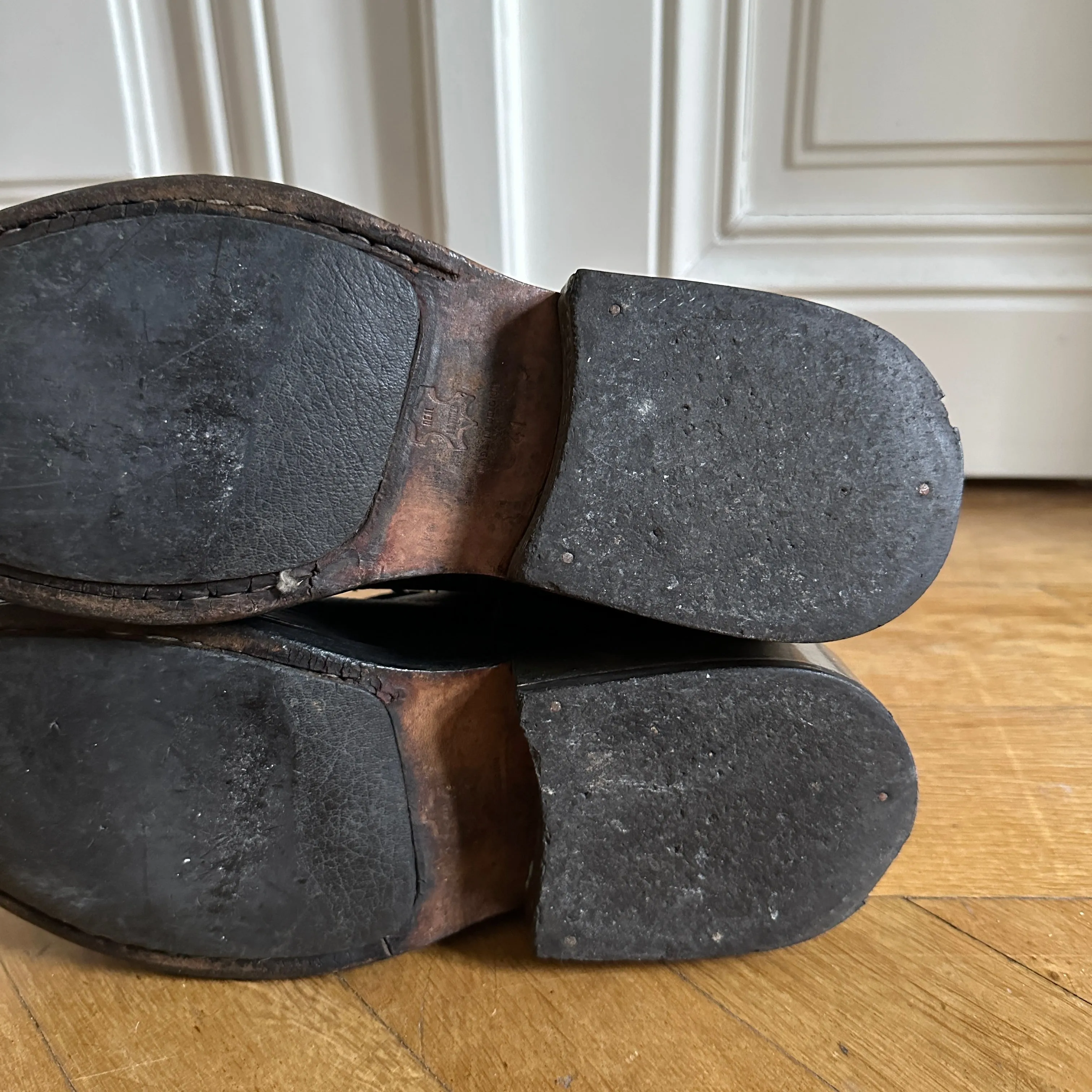 Dirk Bikkembergs 90s Black Leather Metal Heel Shoes