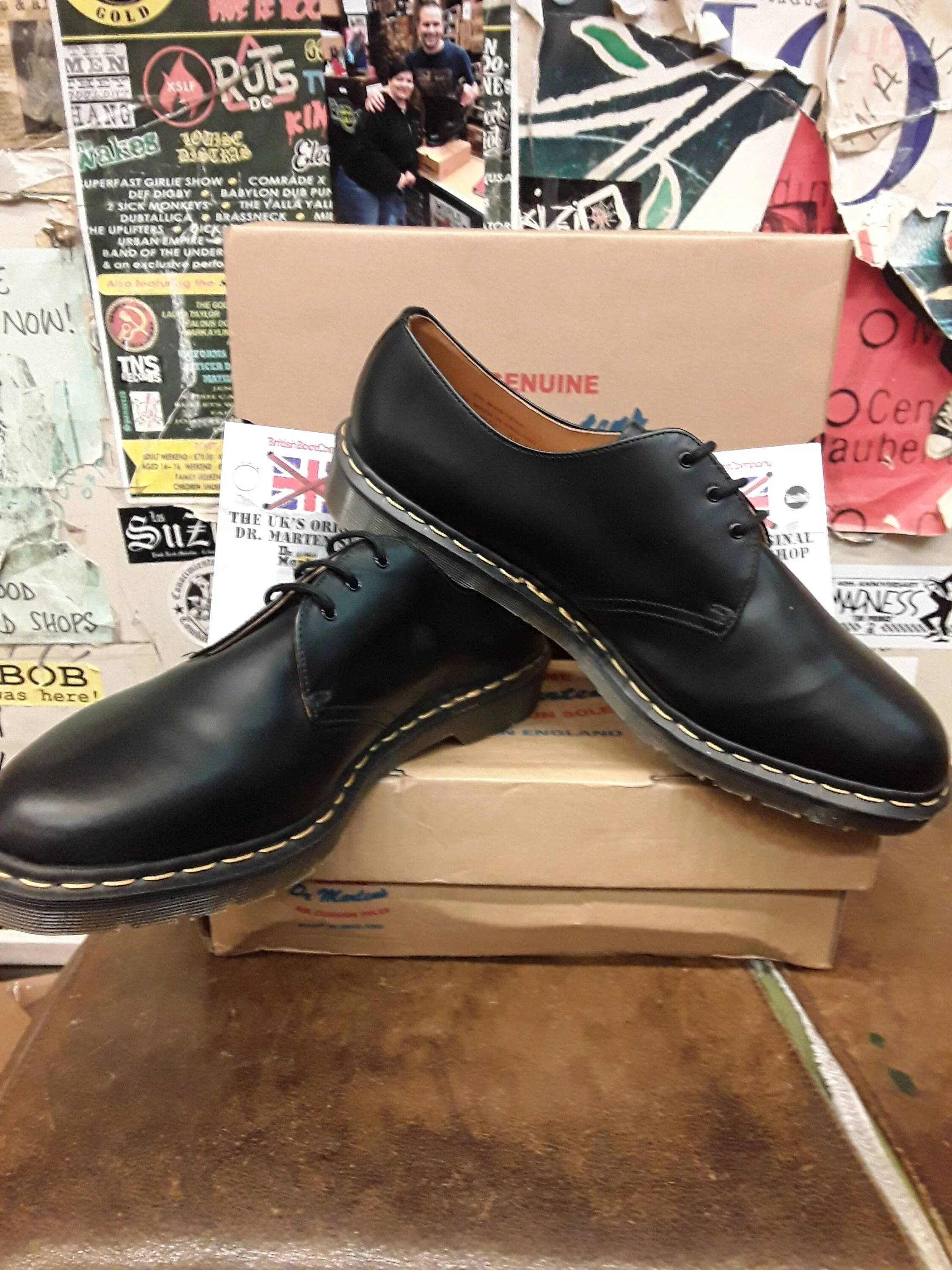 Dr Martens 1461z Black Leather Made in England Size 15