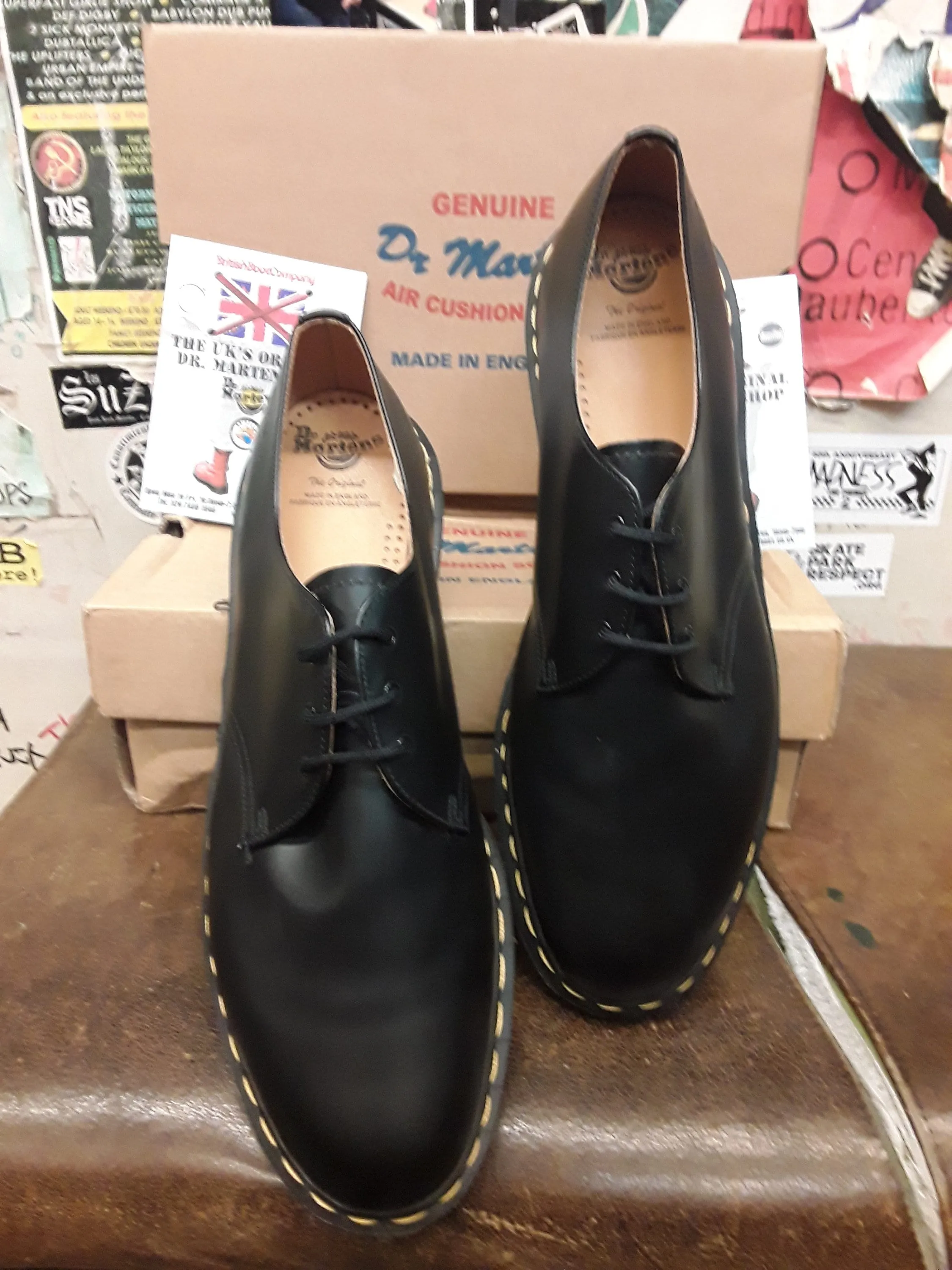 Dr Martens 1461z Black Leather Made in England Size 15
