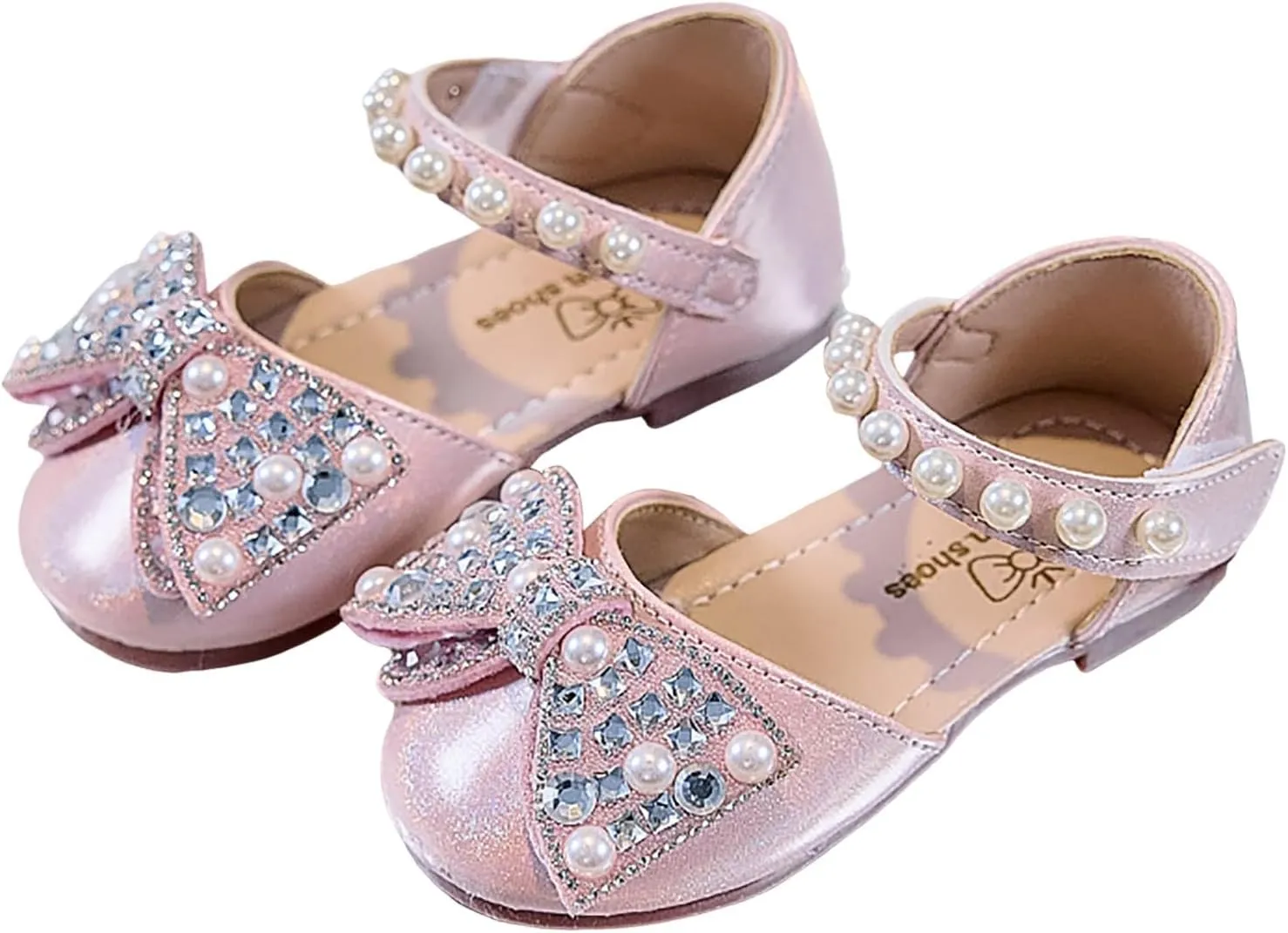 Dress Cosplay Shoes Bling Bowknot Kids Baby Sandals Single Shoes Pearl Girls Crystal Infant Baby