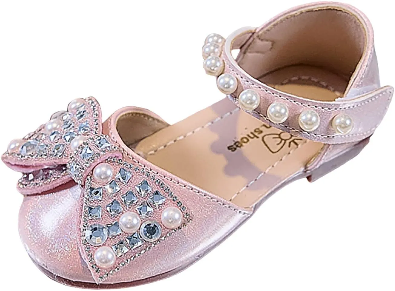 Dress Cosplay Shoes Bling Bowknot Kids Baby Sandals Single Shoes Pearl Girls Crystal Infant Baby