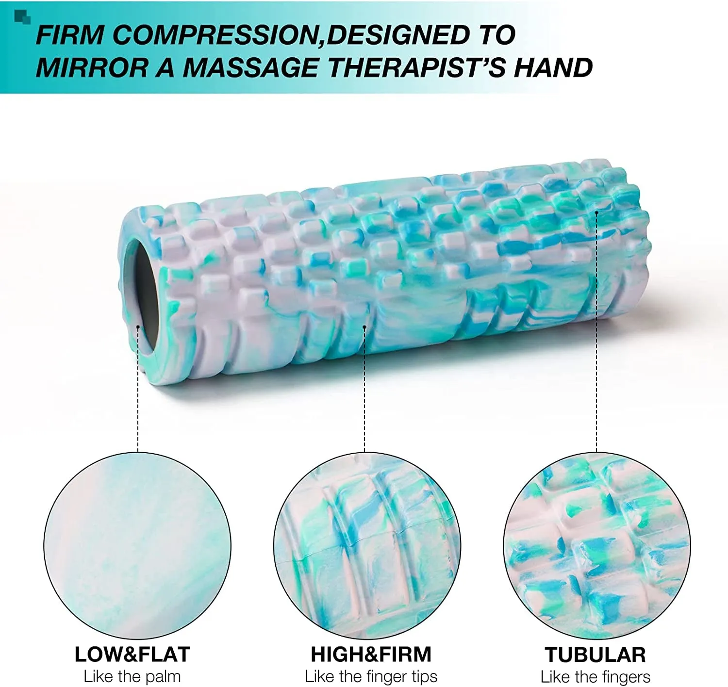 Foam Roller, EVA Muscle Roller for Yoga Pilates Back Exercise Physical Therapy 30 X 10 Cm Moonlight Blue
