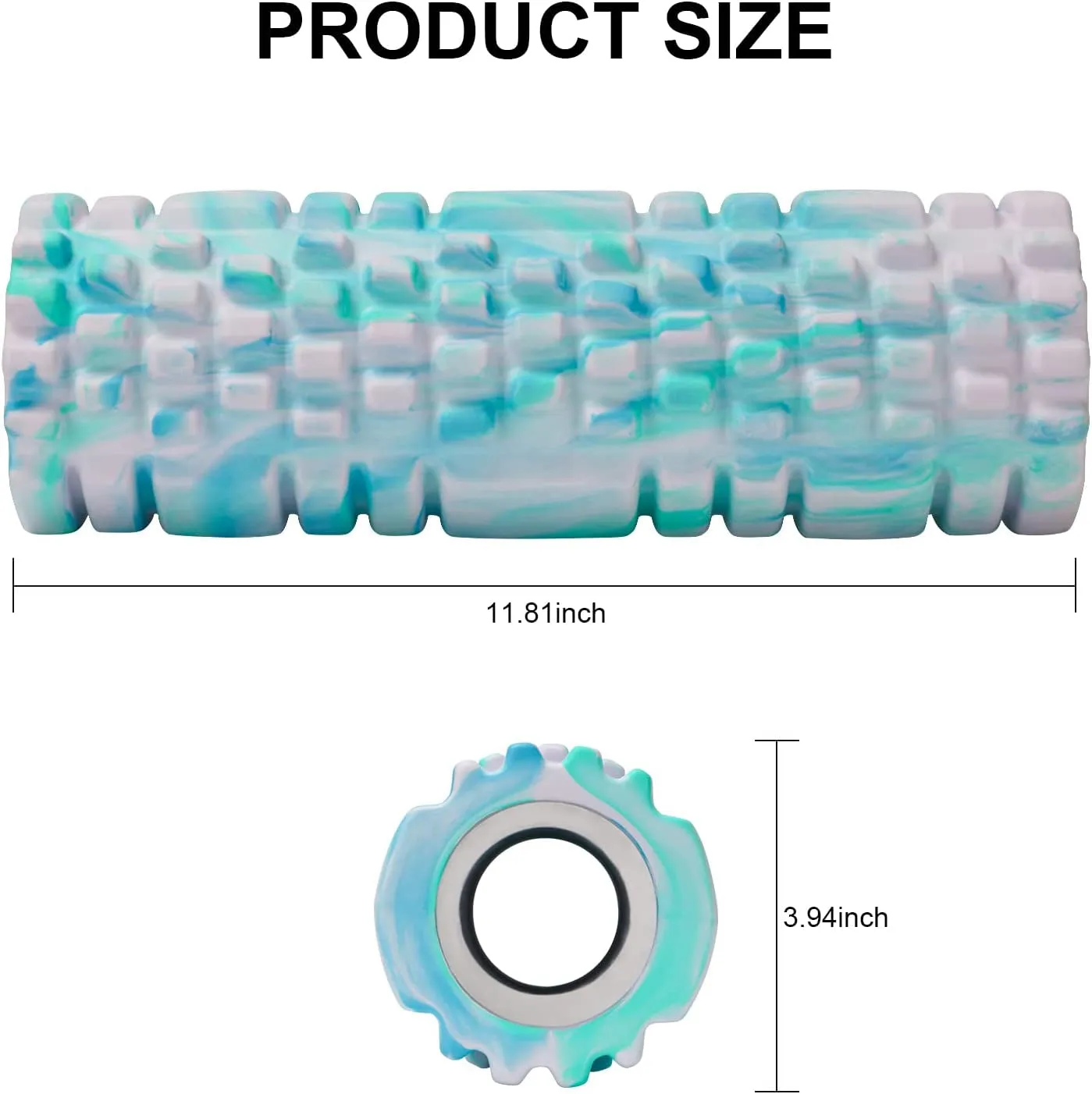Foam Roller, EVA Muscle Roller for Yoga Pilates Back Exercise Physical Therapy 30 X 10 Cm Moonlight Blue