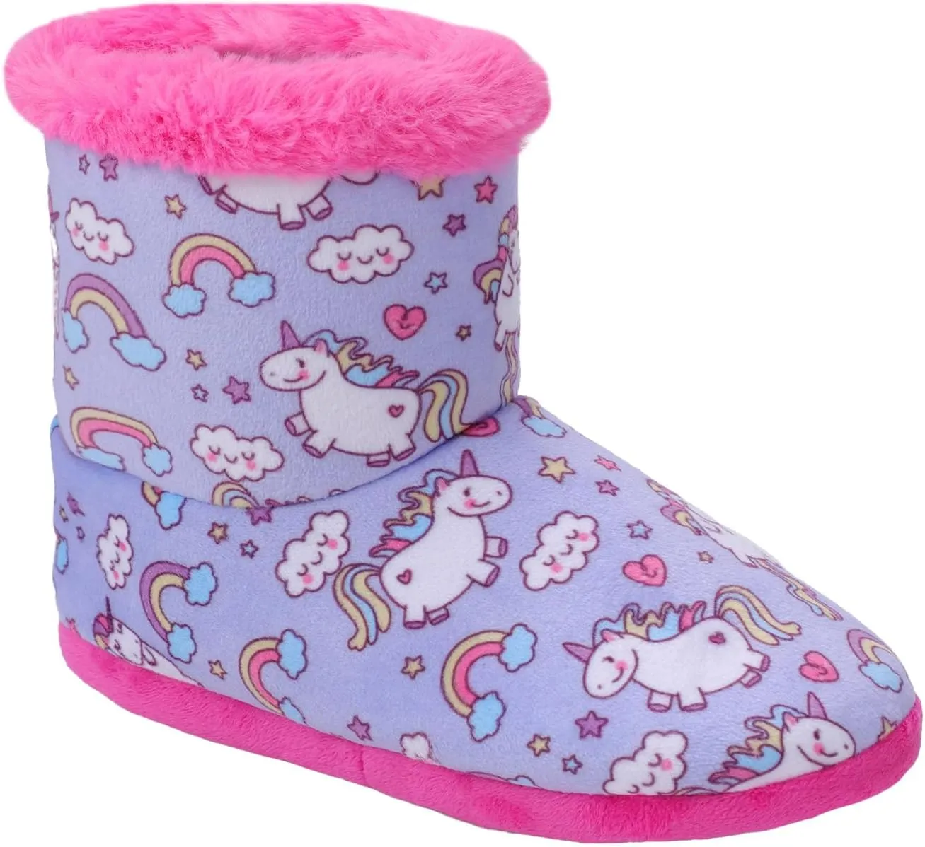 Girls Fuzzy Warm Soft Boot Slipper Non-Slip House Shoes Outdoor Indoor Winter Cozy Warm Kids Slipper