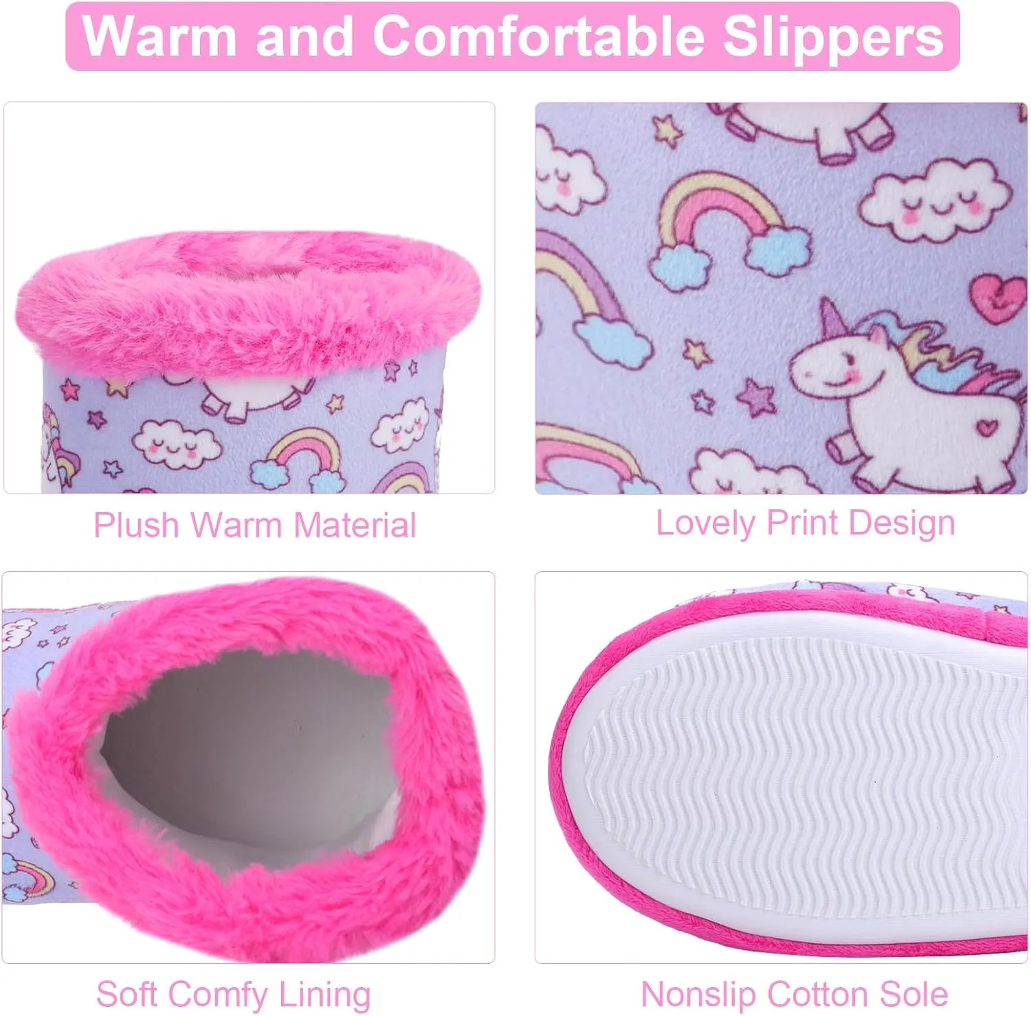 Girls Fuzzy Warm Soft Boot Slipper Non-Slip House Shoes Outdoor Indoor Winter Cozy Warm Kids Slipper