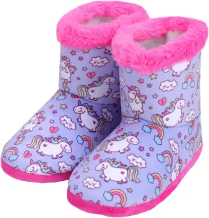 Girls Fuzzy Warm Soft Boot Slipper Non-Slip House Shoes Outdoor Indoor Winter Cozy Warm Kids Slipper