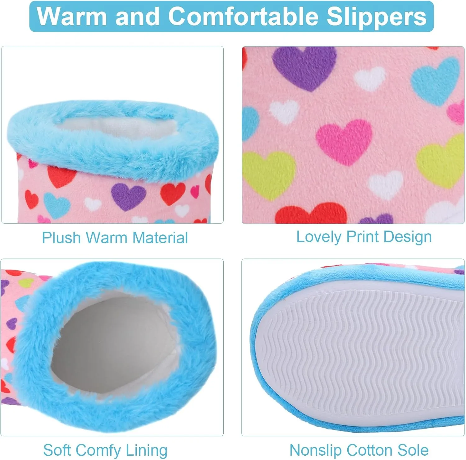 Girls Fuzzy Warm Soft Boot Slipper Non-Slip House Shoes Outdoor Indoor Winter Cozy Warm Kids Slipper