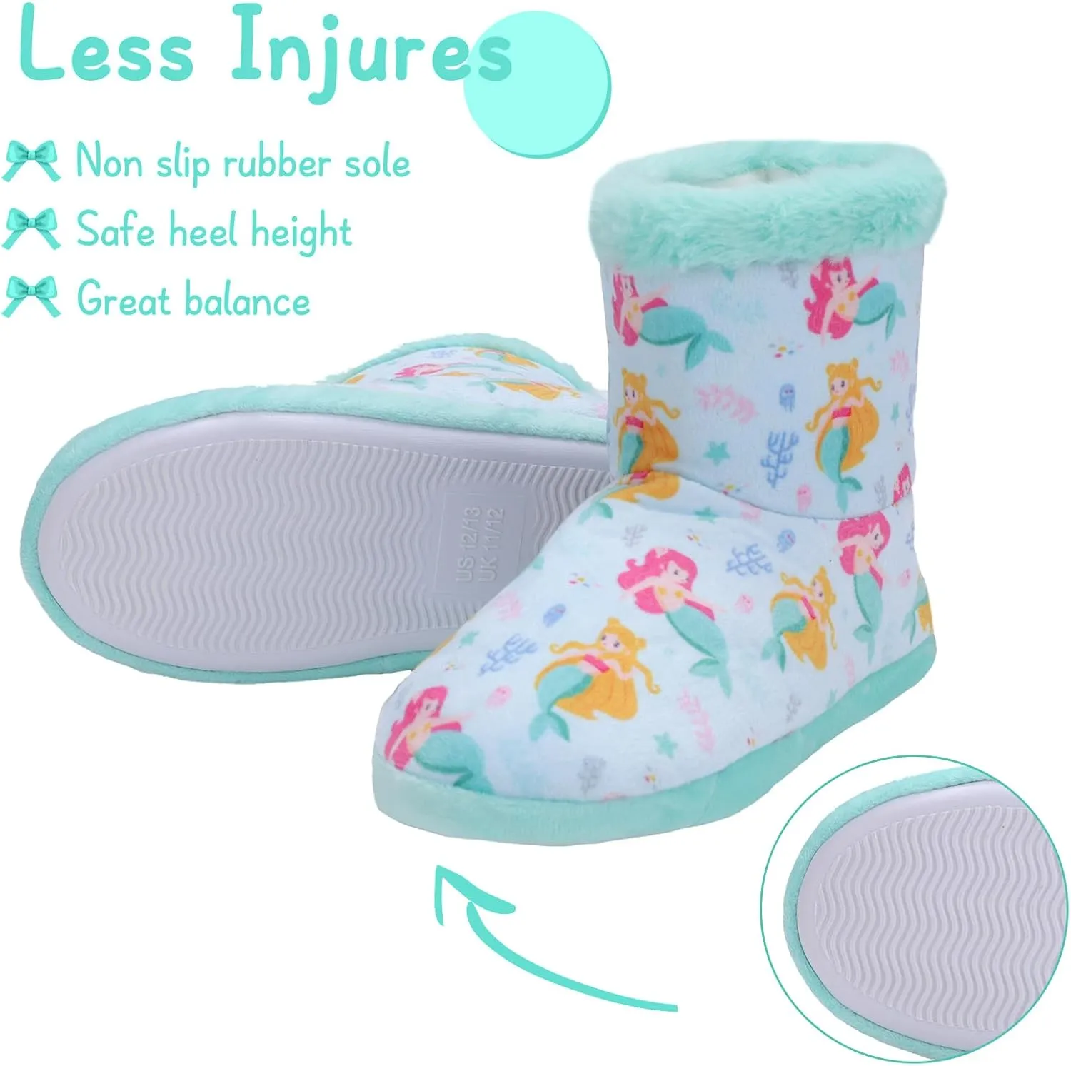 Girls Fuzzy Warm Soft Boot Slipper Non-Slip House Shoes Outdoor Indoor Winter Cozy Warm Kids Slipper