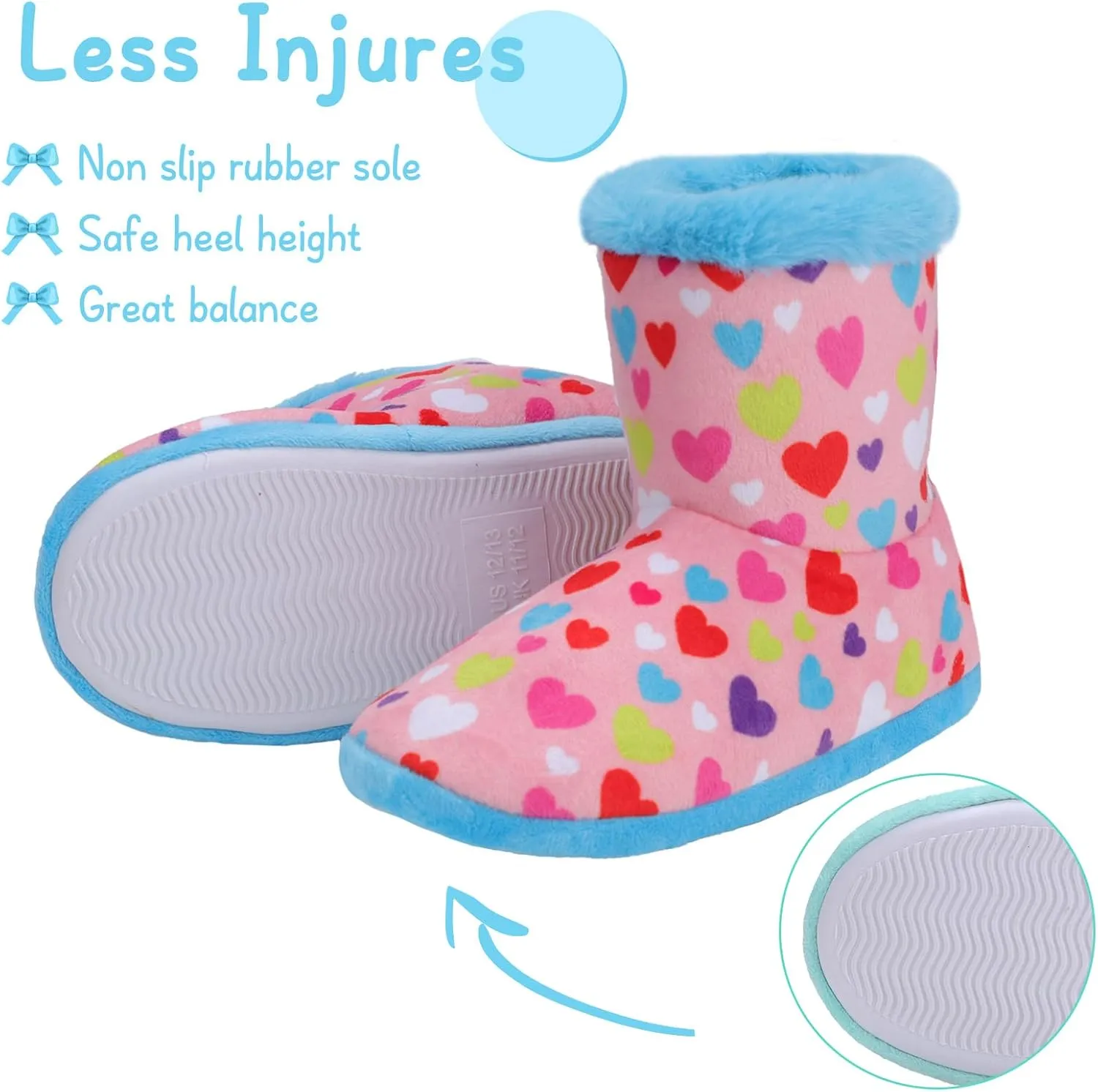 Girls Fuzzy Warm Soft Boot Slipper Non-Slip House Shoes Outdoor Indoor Winter Cozy Warm Kids Slipper