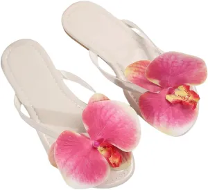GORGLITTER Women's Flower Thong Flat Sandals Open Toe Flip Flops Beach Slide Sandals