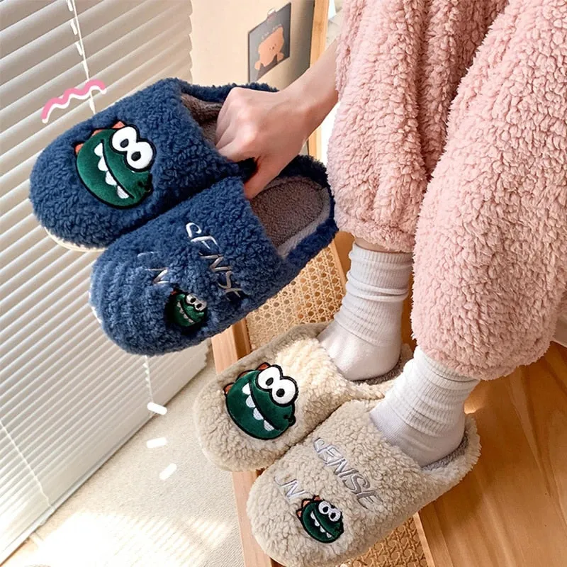 Groovywish Cute Fur Slippers For Women Nonslip Winter Home Slides