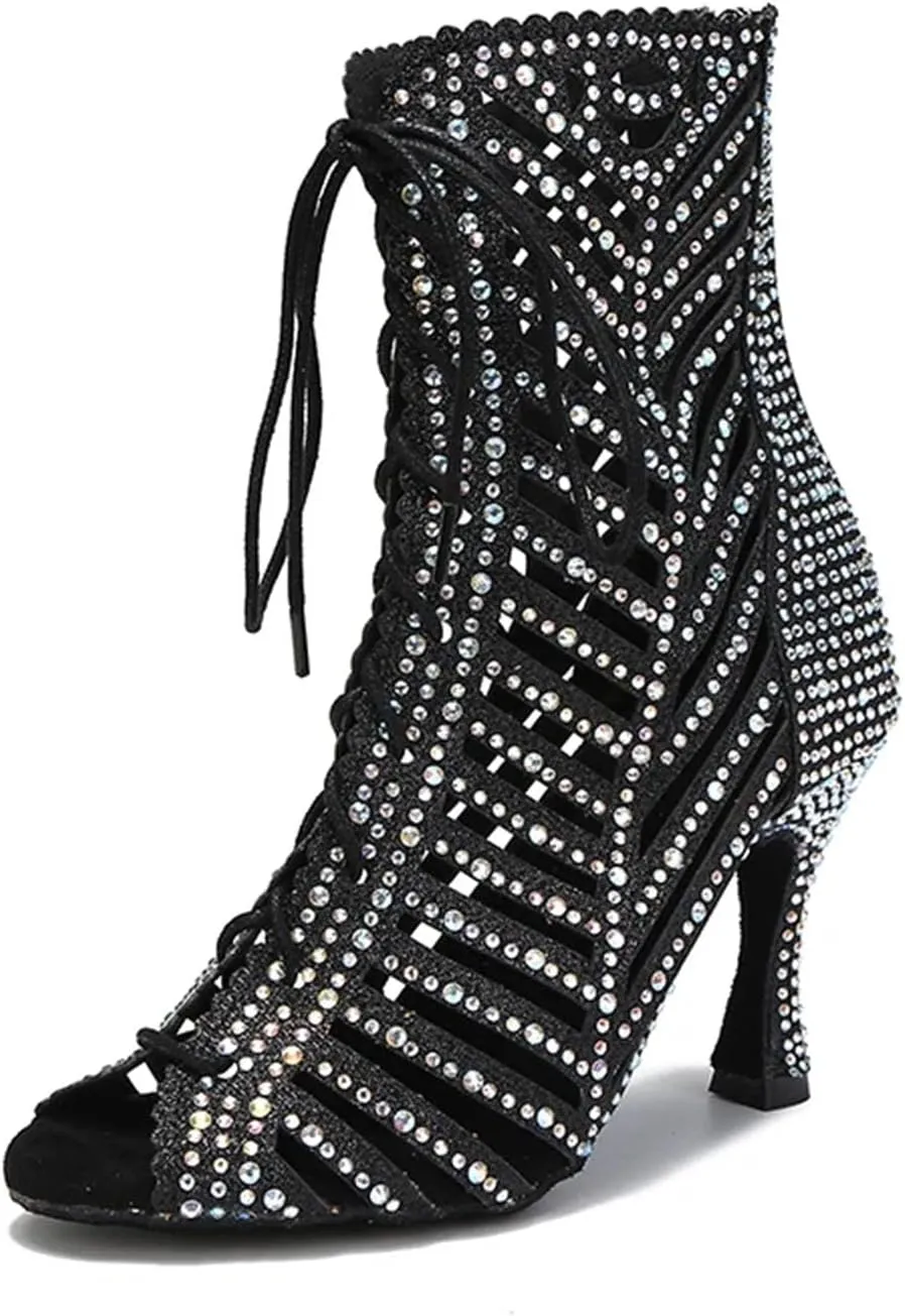 High Top Ballroom Boots - Soft Sole Heels for Party Events (9CM/3.54")