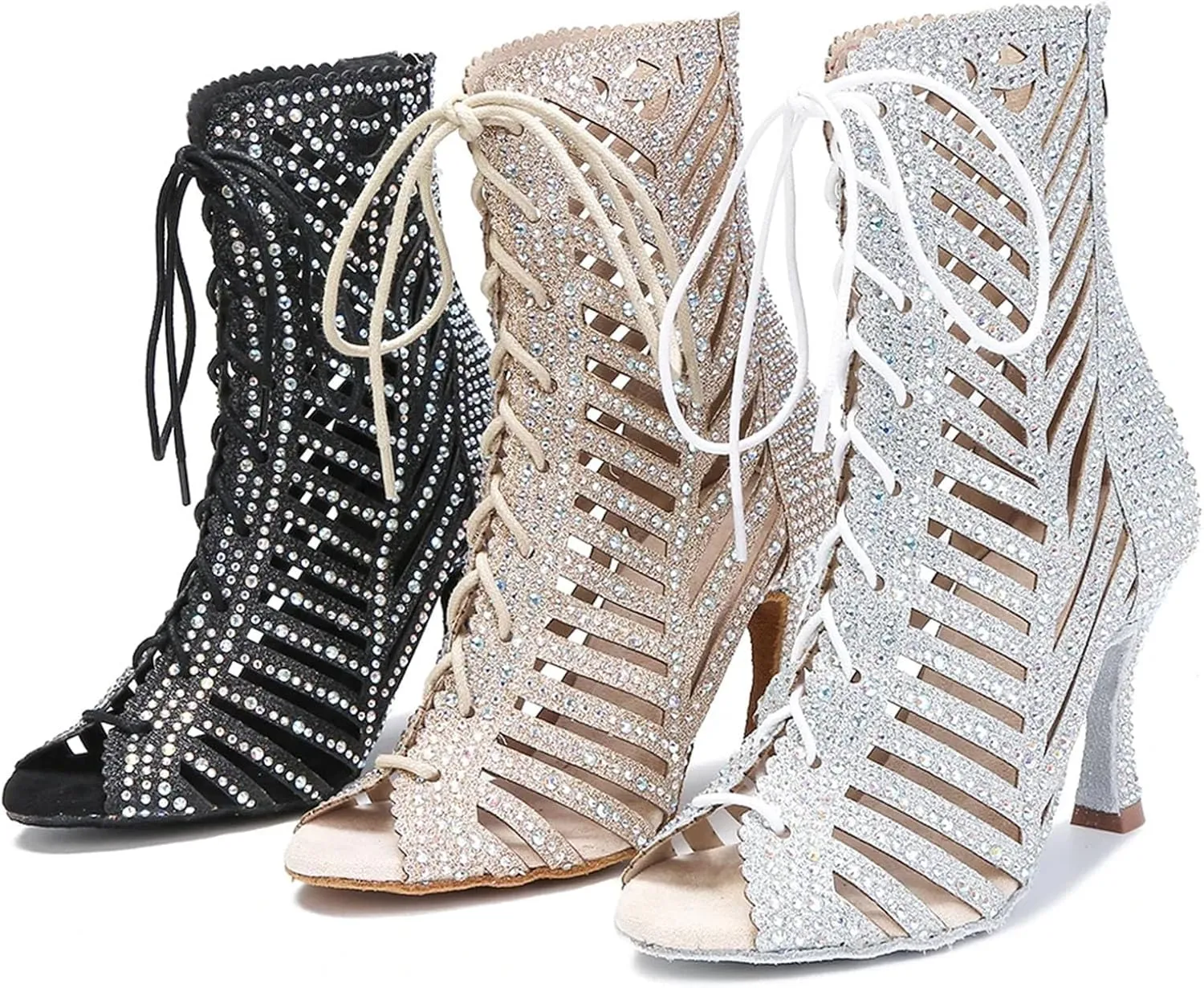 High Top Ballroom Boots - Soft Sole Heels for Party Events (9CM/3.54")