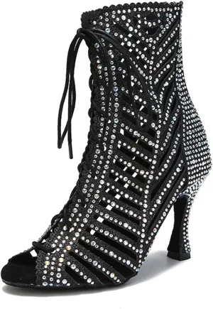 High Top Ballroom Boots - Soft Sole Heels for Party Events (9CM/3.54")