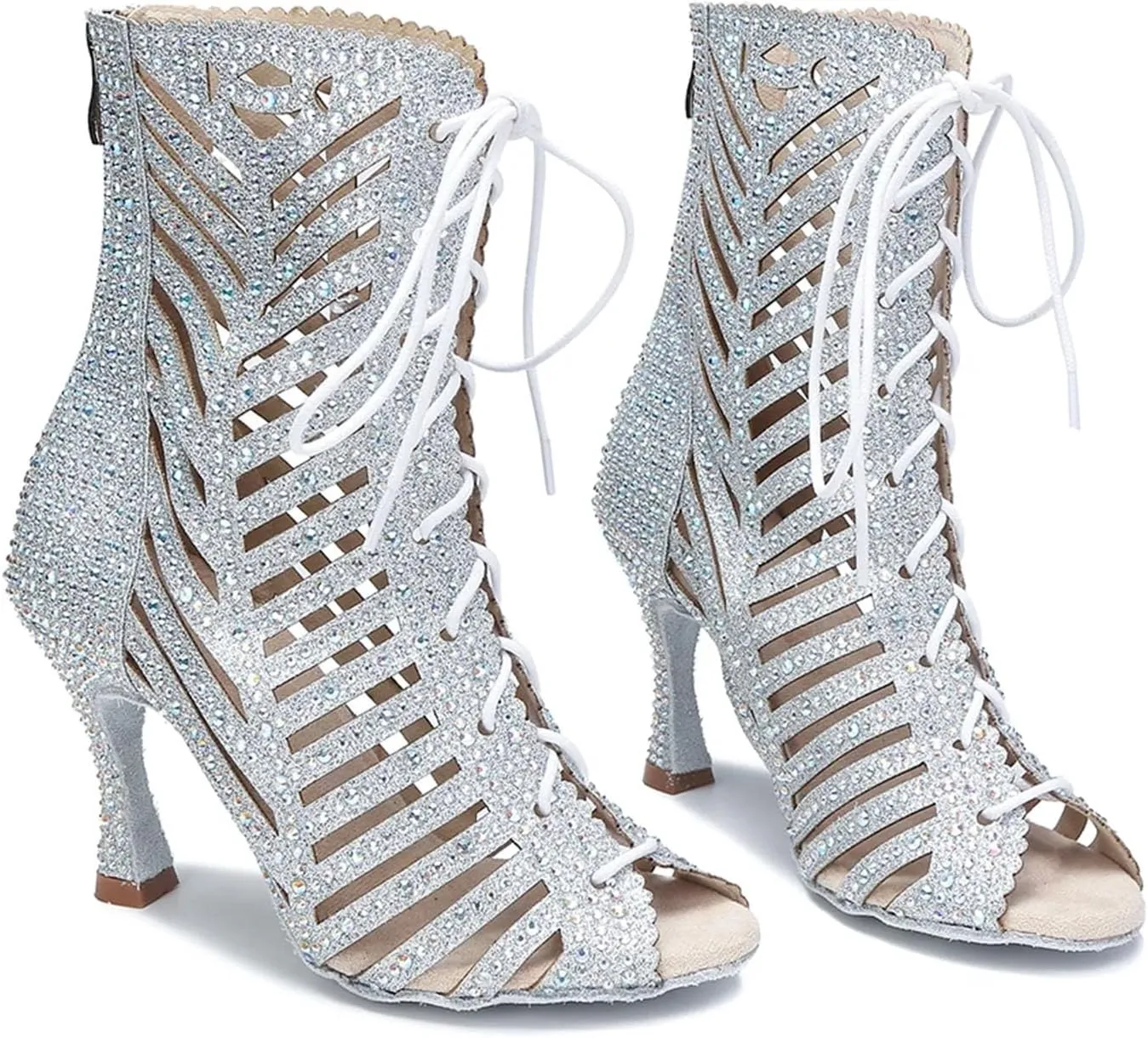 High Top Ballroom Boots - Soft Sole Heels for Party Events (9CM/3.54")
